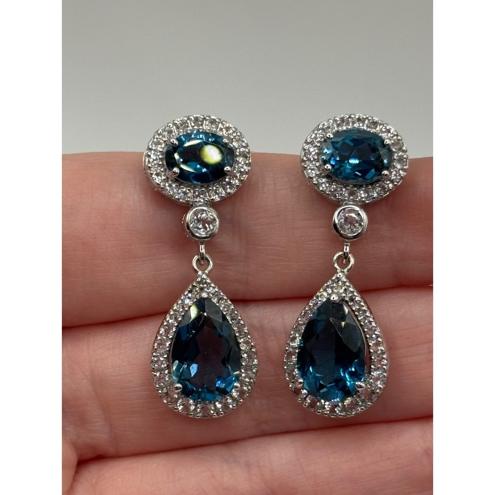 Rarities Carol Brodie Sterling Silver London Blue Topaz Dangle Earrings